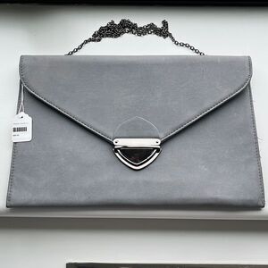Boutique Large Clutch Crossbody in grey leather NWT